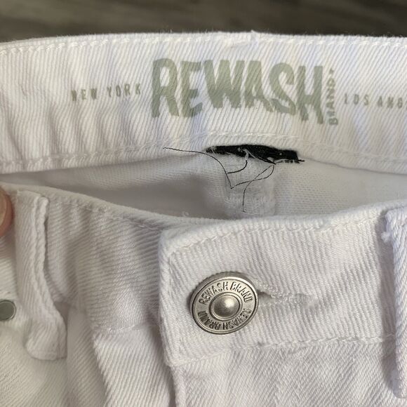 Rewash Jeans Womens 28 Waist High Rise Straight Distressed Destroyed White - Picture 2 of 6